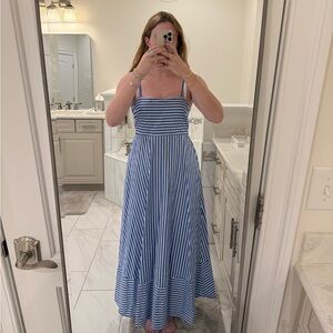 Japna Blue and White Striped Maxi Dress